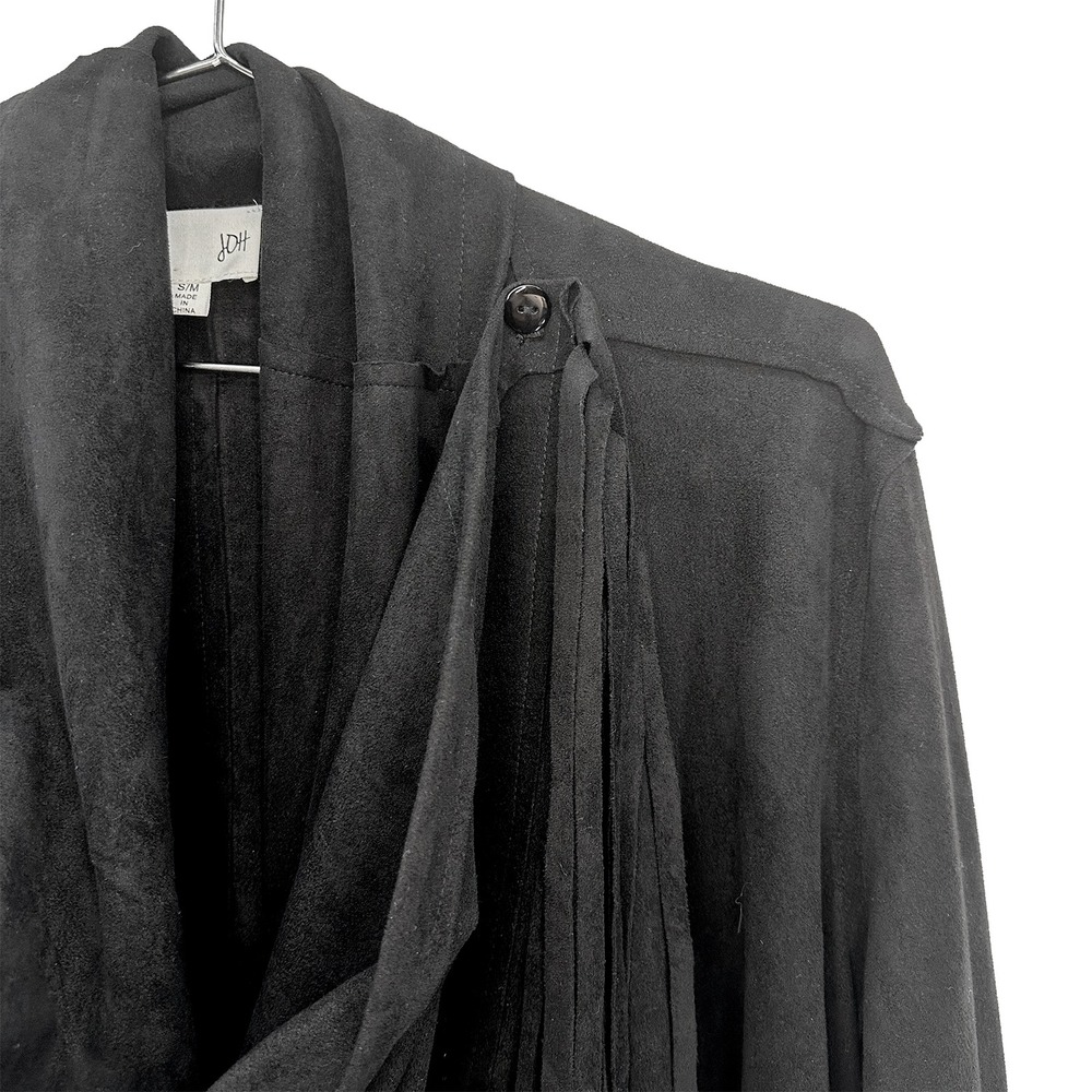 JOH Faux Suede Fringe Cardigan Coat • Small / Medium • black • boho western - Picture 2 of 9